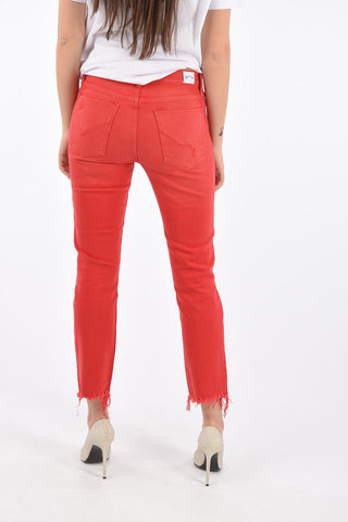 Mid-rise waist distressed ZOEEY cropped jeans