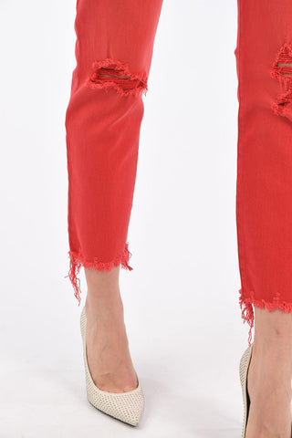 Mid-rise waist distressed ZOEEY cropped jeans