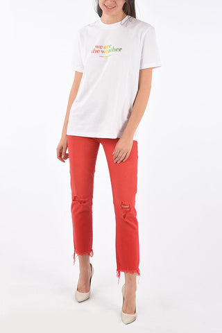 Mid-rise waist distressed ZOEEY cropped jeans