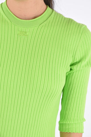 vestito attillato a costine manica ¾