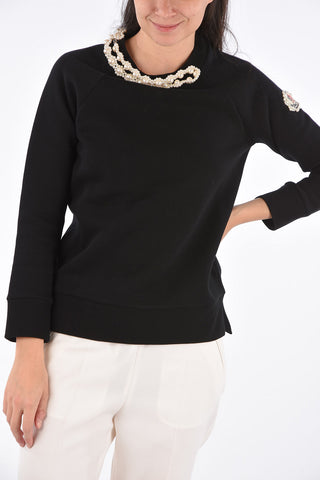 SIMONE ROCHA 4 pearl embellished crew-neck sweatshirt