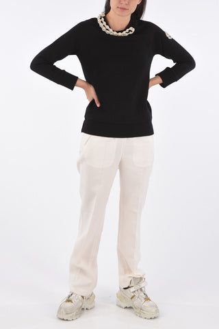 SIMONE ROCHA 4 pearl embellished crew-neck sweatshirt