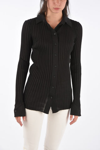 Cardigan Slim Fit a Costine in Seta 