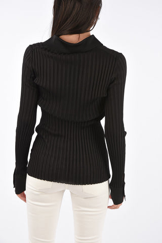 Cardigan Slim Fit a Costine in Seta 