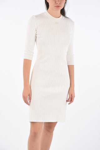 ¾ Sleeve Ribbed bodycon dress