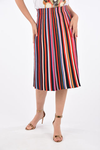 balanced striped ELLIS drawstring waist below knee skirt