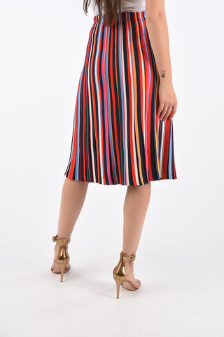 balanced striped ELLIS drawstring waist below knee skirt