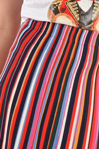 balanced striped ELLIS drawstring waist below knee skirt