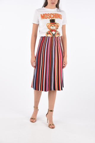 balanced striped ELLIS drawstring waist below knee skirt