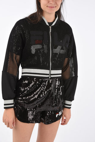 Openwork FUTURA Cropped Sweatshirt with Zip Closure