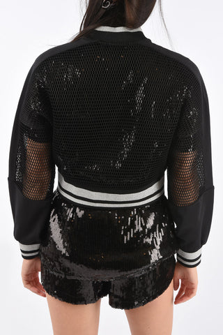Openwork FUTURA Cropped Sweatshirt with Zip Closure