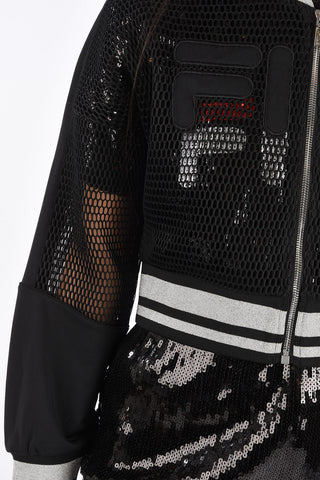 Openwork FUTURA Cropped Sweatshirt with Zip Closure