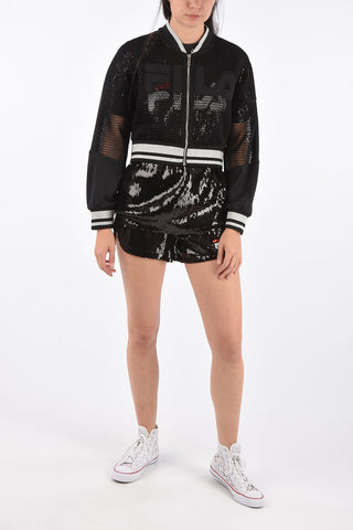 Openwork FUTURA Cropped Sweatshirt with Zip Closure