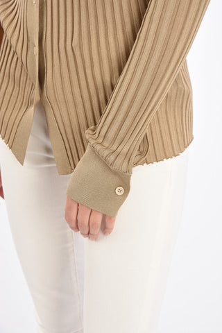 Silk Ribbed Slim Fit Cardigan