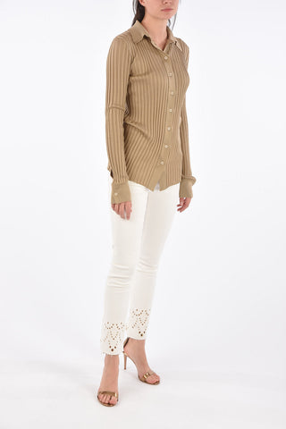 Silk Ribbed Slim Fit Cardigan