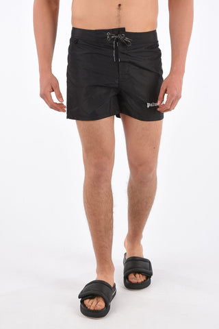 PALM ANGELS logo embroidery swim shorts