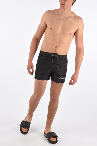PALM ANGELS logo embroidery swim shorts