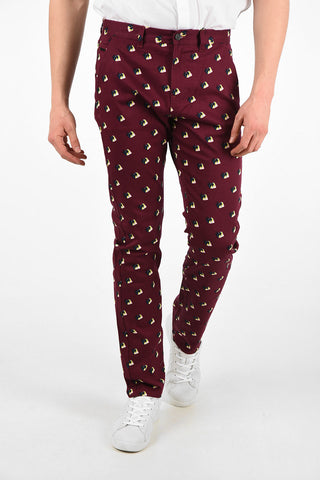 abstract print belt loops trousers