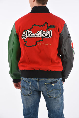Leather Sleeve AFGHANISTAN Varsity Bomber