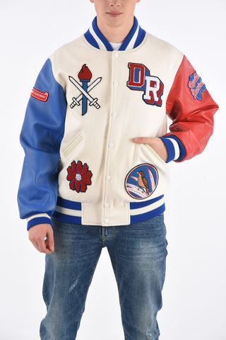 Leather Sleeve DOM REP Varsity Bomber