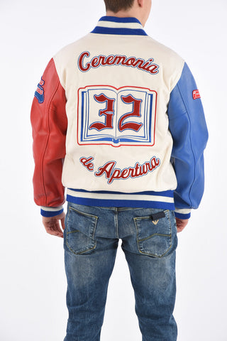 Leather Sleeve DOM REP Varsity Bomber