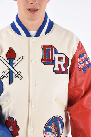 Leather Sleeve DOM REP Varsity Bomber