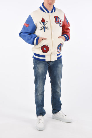 Leather Sleeve DOM REP Varsity Bomber