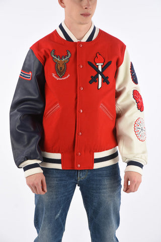 Leather Sleeve NORWAY Varsity Bomber