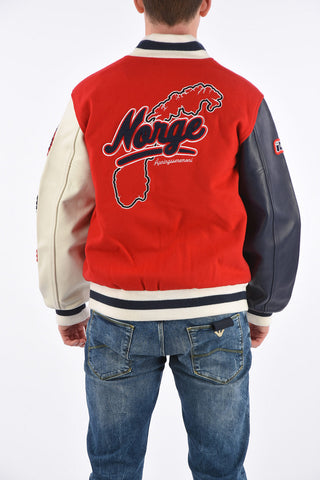 Leather Sleeve NORWAY Varsity Bomber