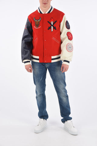 Leather Sleeve NORWAY Varsity Bomber