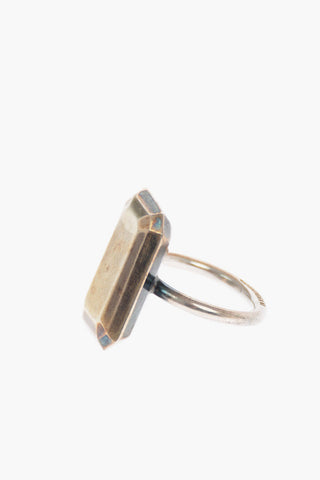 Silver Rectangular Cut Band Ring