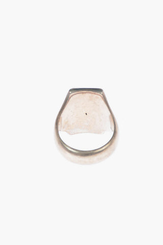 Silver geometric cut band ring