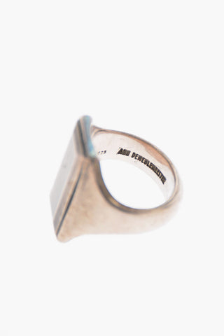 Silver geometric cut band ring