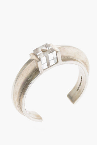 Silver Cuff Bracelet with Quartz Detail