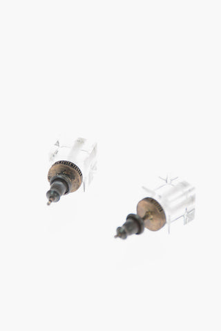 Silver Quartz Cube Earrings