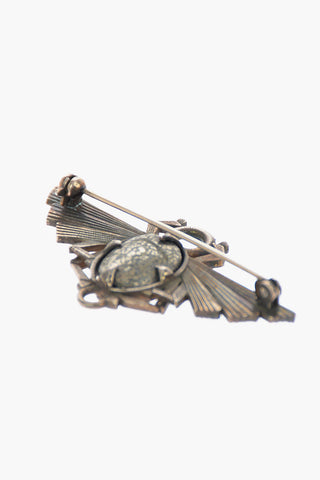 Silver SINGLE BEETLE STONE Brooch