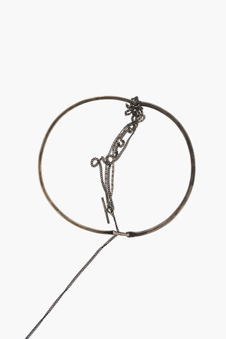 Collana Choker in Argento con Pendente a Piuma