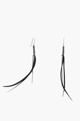 Silver Earrings with Feather Pendant