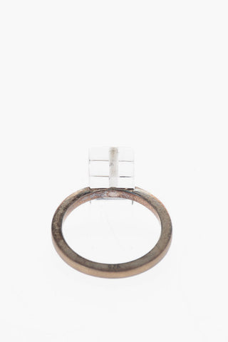 Silver ring with Quartz Cube