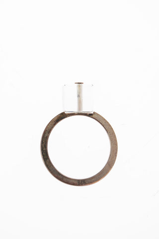 Silver ring with Quartz Cube