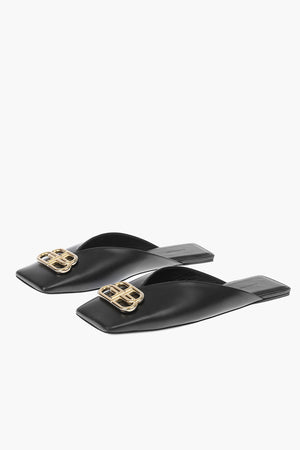Leather BB Square Toe Slippers