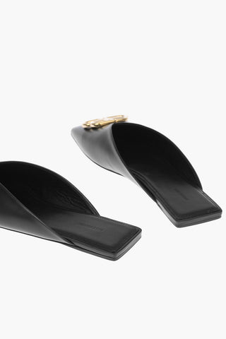 Leather BB Square Toe Slippers