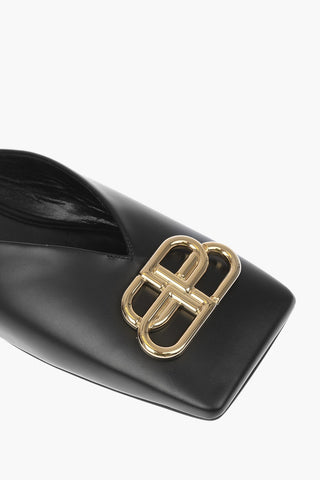 Leather BB Square Toe Slippers