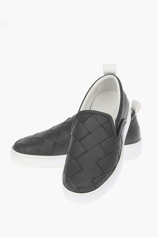 Sneakers Slip On in Pelle Intrecciata
