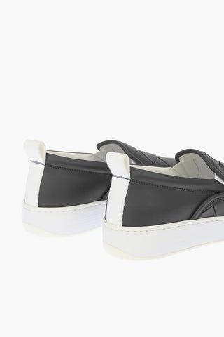 Sneakers Slip On in Pelle Intrecciata