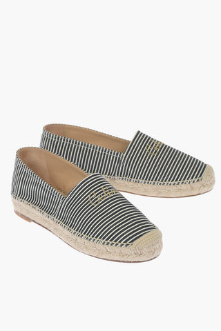 Striped Canvas Espadrilles with Embroidery