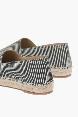 Striped Canvas Espadrilles with Embroidery