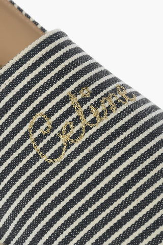 Striped Canvas Espadrilles with Embroidery