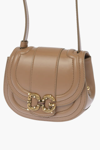 Leather Mini DG AMORE Saddle Bag