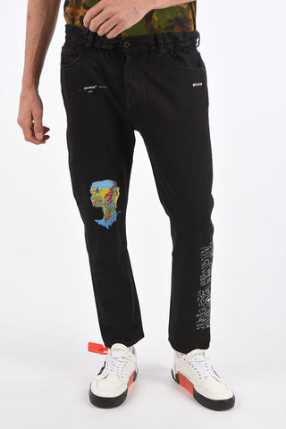 Jeans Stampati con Elastico in Vita 17cm